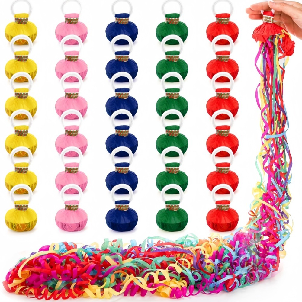 Confetti Cannon Tube - 10pcs มือโยนริบบิ้นดึง Confetti Streamers Poppers Streamer
