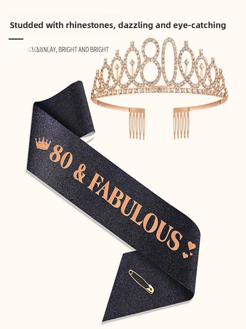 มงกุฎประกายสีทองแชมเปญ สายสะพา - Birthday Sash Glitter บทวิจารณ์และราคา