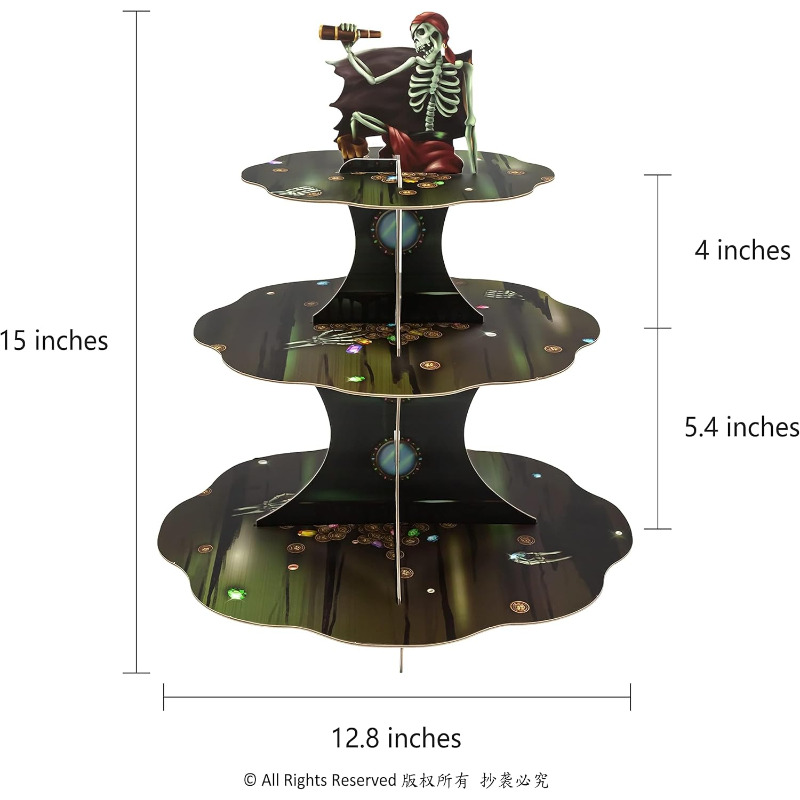 ถาดเสิร์ฟเค้กรูปหัวกะโหลกโจรสล - Cupcake Stand Tier บทวิจารณ์และราคา
