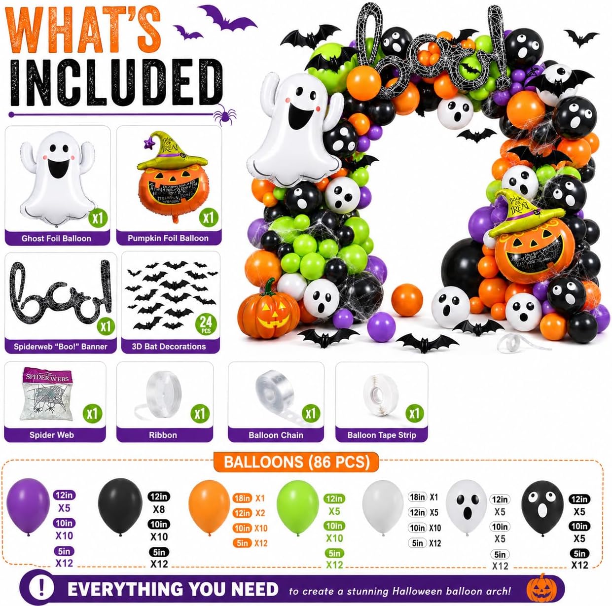 ชุดลูกโป่งฮาโลวีน 184 ชิ้น พร้ - Balloon Arch Kit บทวิจารณ์และราคา